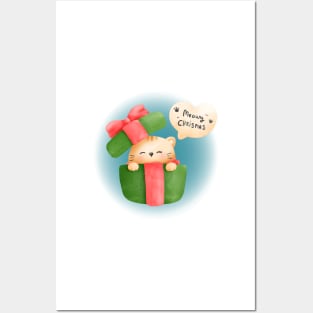 Cute Cat in a Gift Box Posters and Art